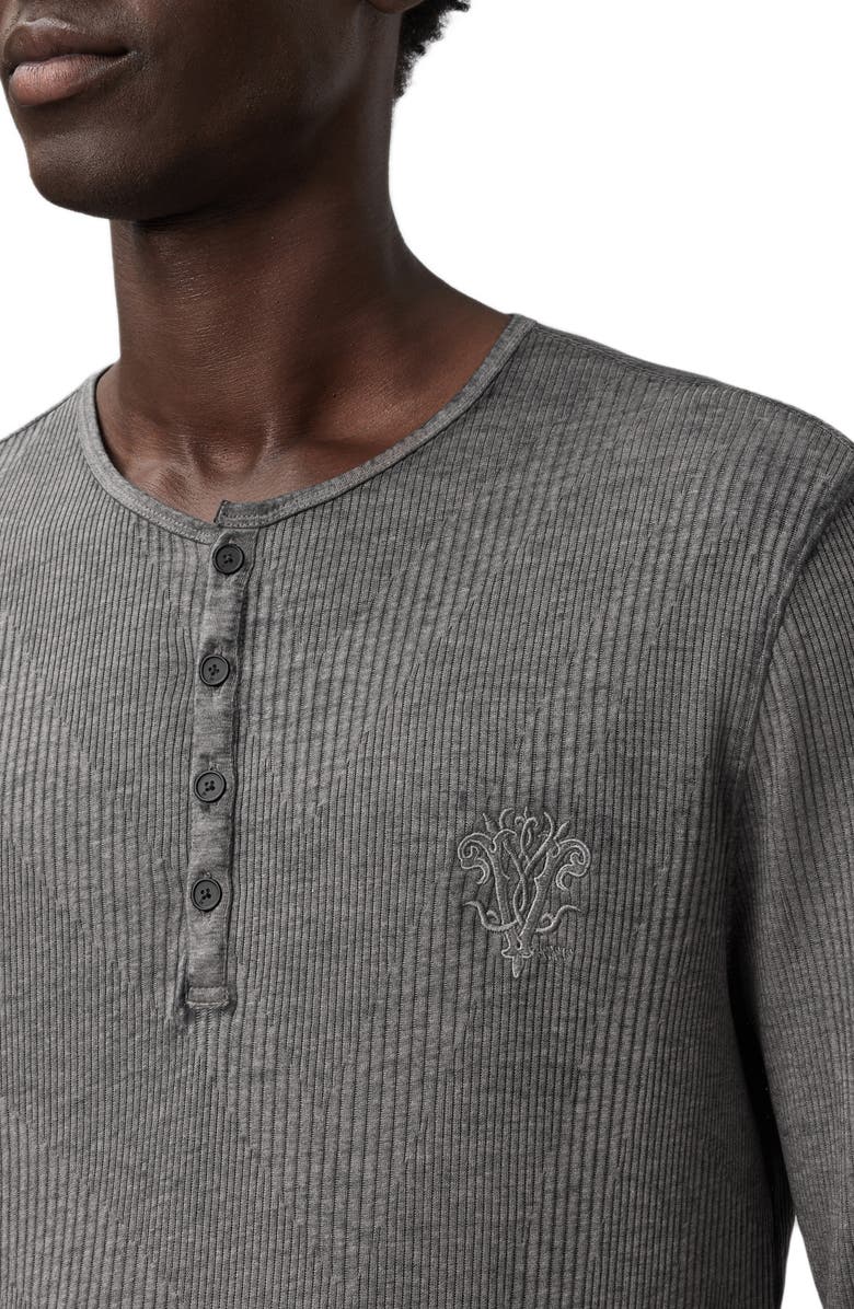 John Varvatos Klaus Burnout Rib Henley, Alternate, color, Flat Grey