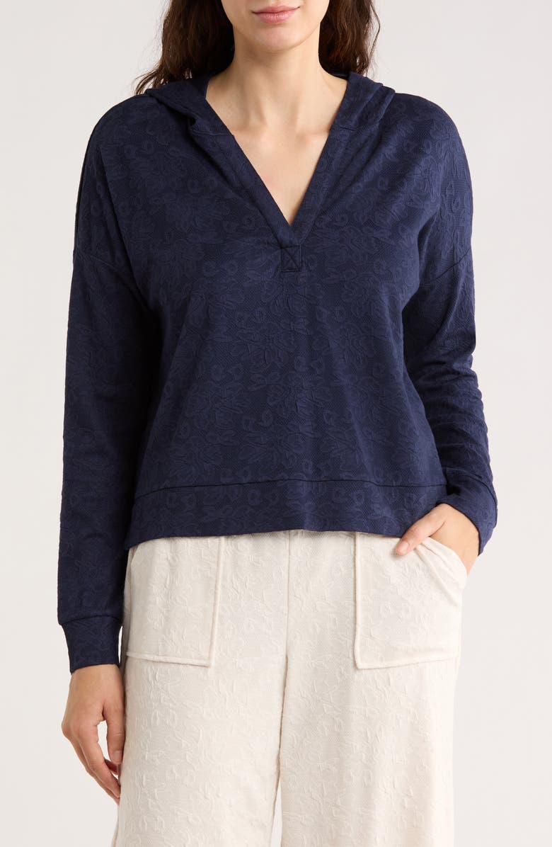 Bobeau Jacquard Hoodie, Main, color, Navy