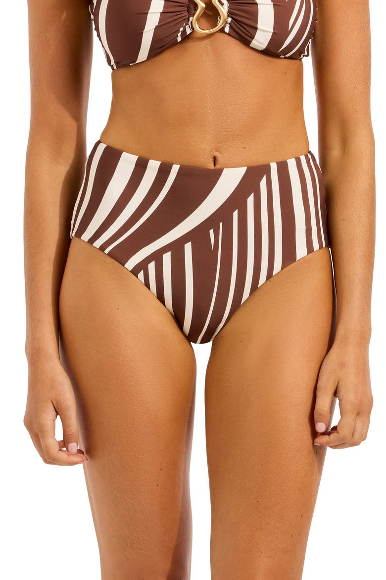 High Waist Swim Bottoms, Main, color, COCOA