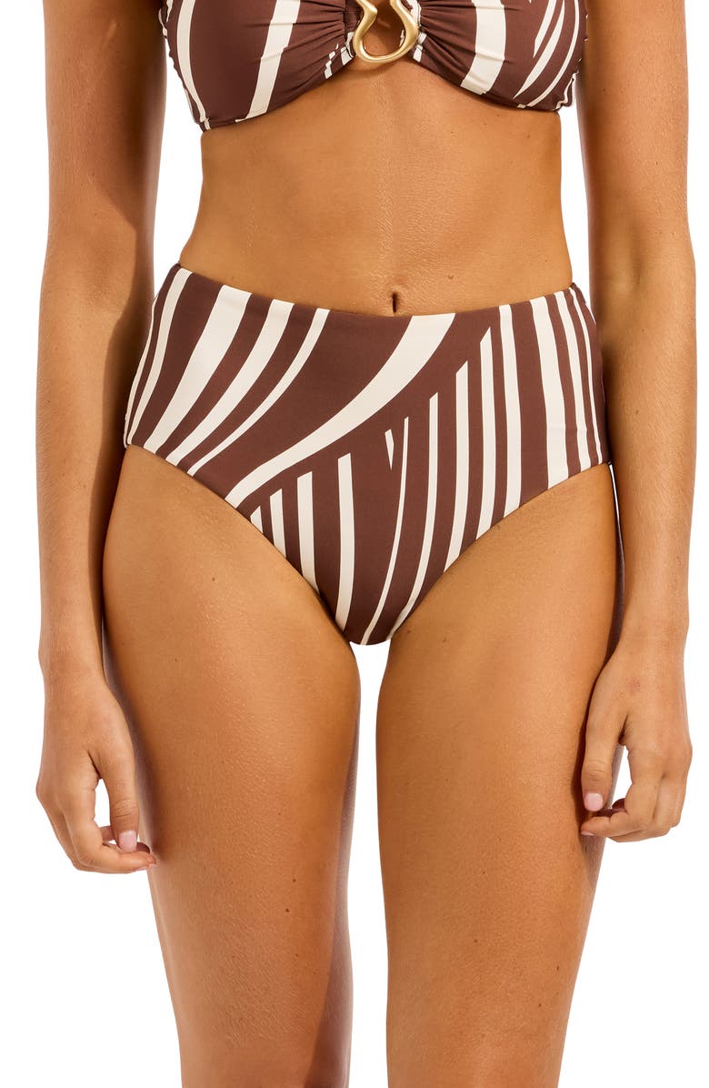 Seafolly High Waist Swim Bottoms, Main, color, Cocoa
