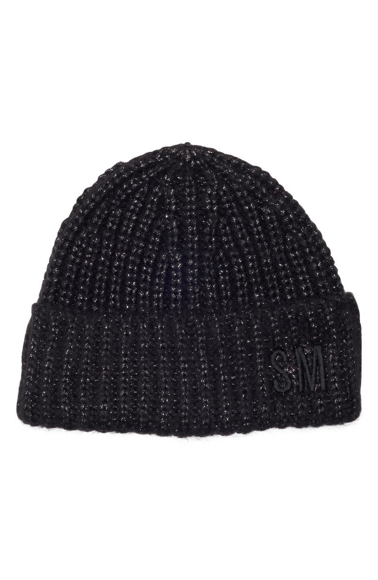 Steve Madden Marled Knit Cuffed Beanie, Main, color, Black