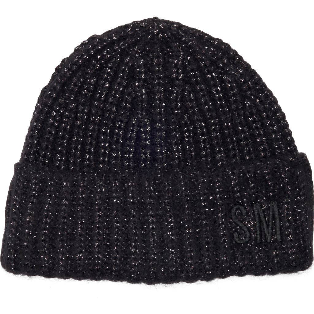 Steve Madden Marled Knit Cuffed Beanie In Black
