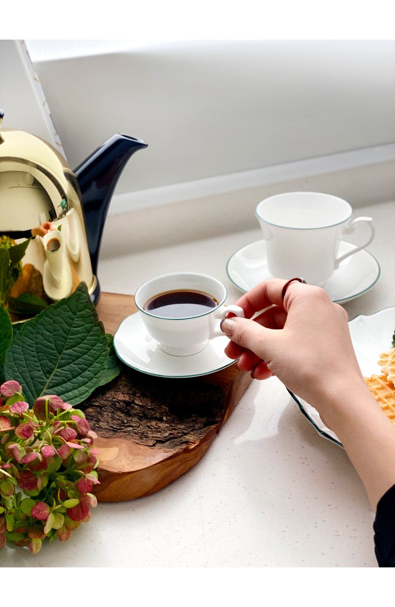 Twig New York Amelie Set of 2 Espresso Cups & Saucers, Alternate, color, Forest Green