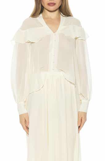 Solace Ruffle Long Sleeve Button-Up Top