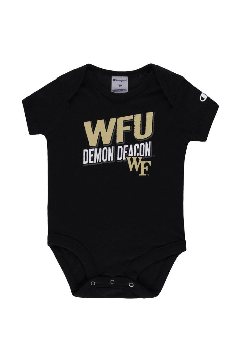 Infant Champion Black/Heather Gray Wake Forest Demon Deacons I Wanna Be Three-Pack Bodysuit Set, Alternate, color, Black
