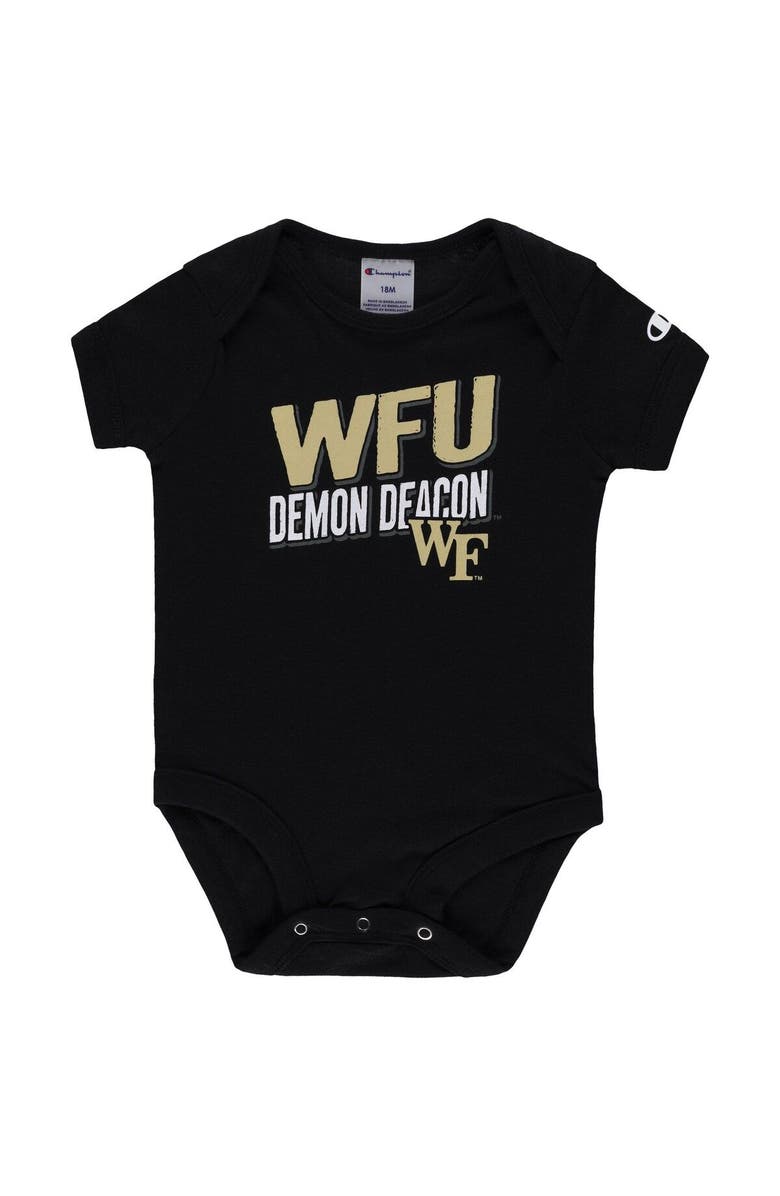 Champion Infant Champion Black/Heather Gray Wake Forest Demon Deacons I Wanna Be Three-Pack Bodysuit Set, Alternate, color, Black