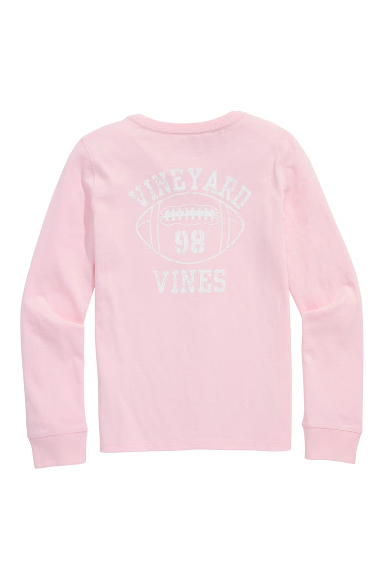 vineyard vines Kids' Football Long Sleeve Cotton Graphic Pocket T-Shirt, Alternate, color, Flamingo