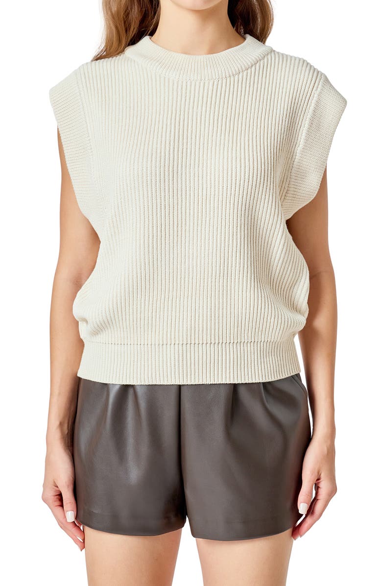 Endless Rose Cap Sleeve Rib Sweater, Alternate, color, Cream