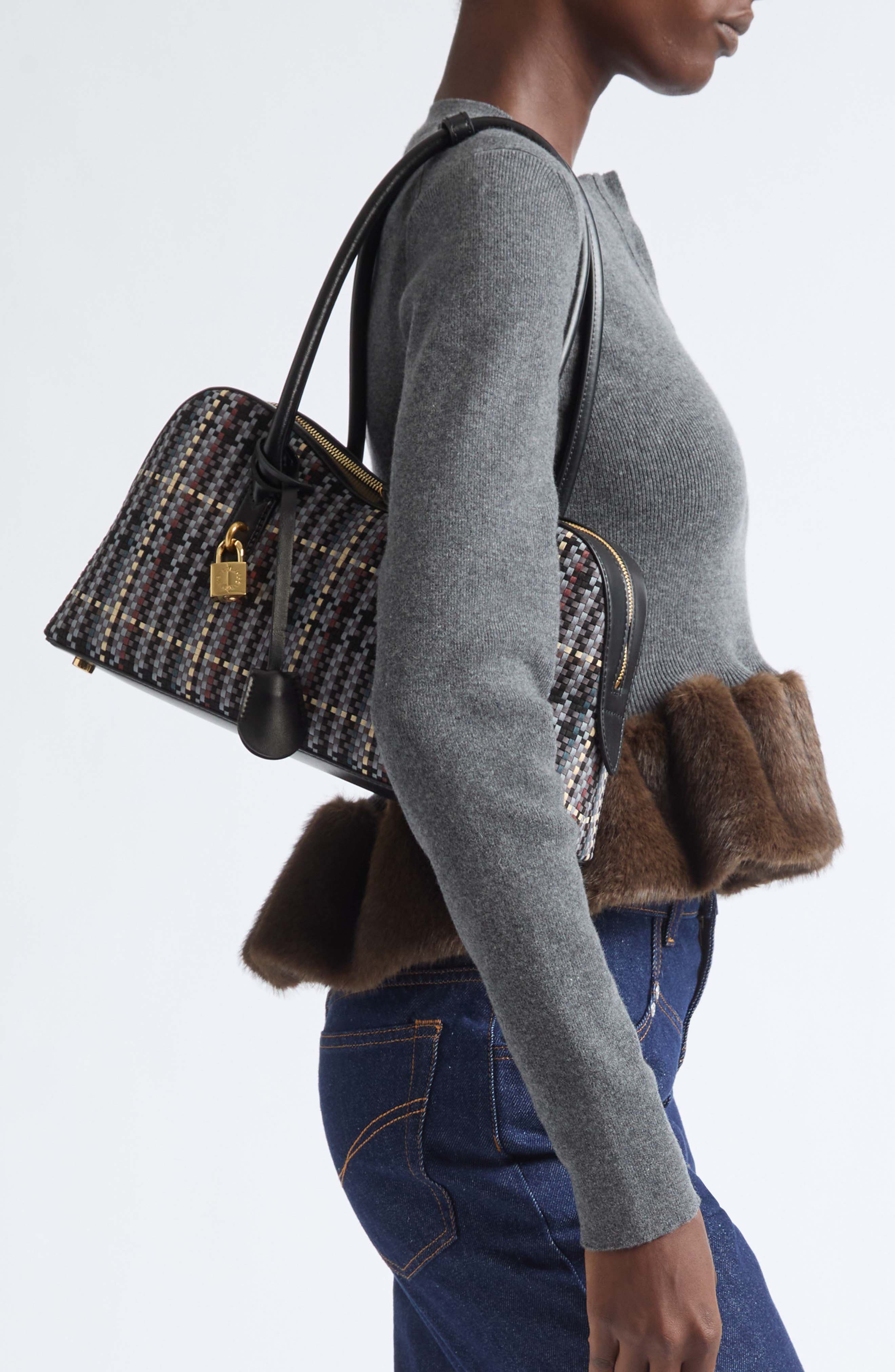 Medium Ryder Woven Faux Leather Top Handle Bag, Alternate, color, MULTICOLOR GREY