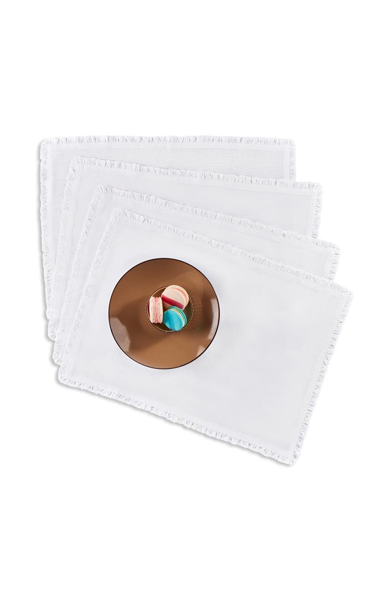 Solino Home Linen Placemats - Juliette Ruffle, 14" x 19", Alternate, color, White