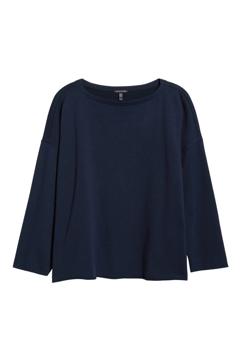 Bateau Neck Organic Cotton Sweatshirt, Alternate, color, INK