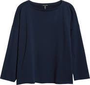 Eileen Fisher Bateau Neck Organic Cotton Sweatshirt