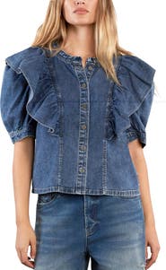 Wash Lab Denim Daydream Ruffle Denim Shirt