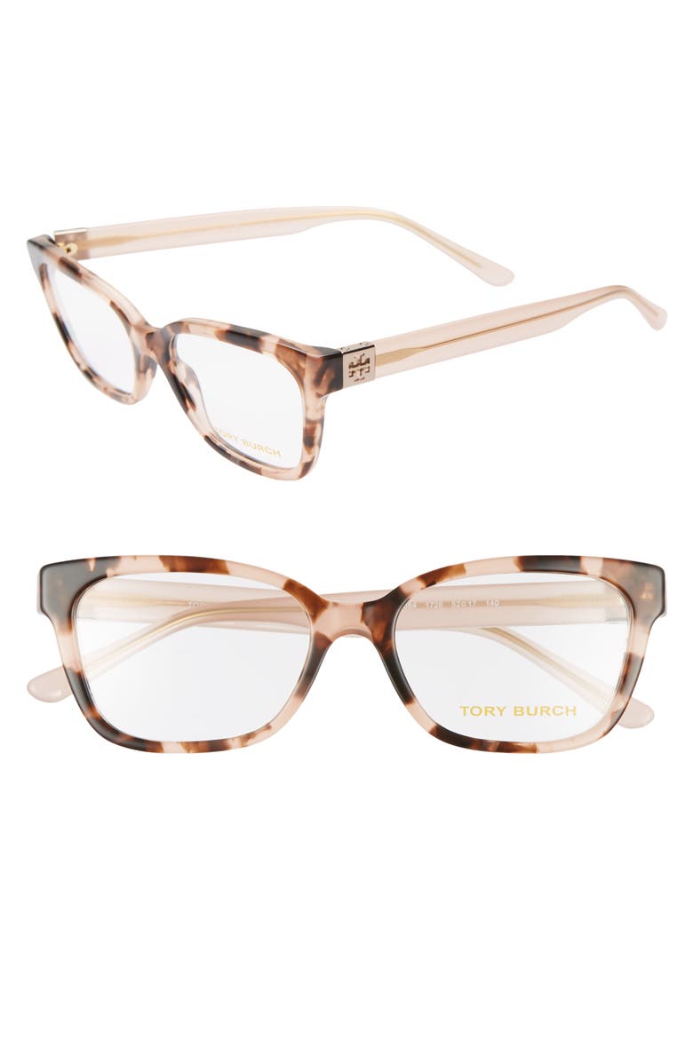 52mm Square Optical Glasses, Main, color, HAVANA/ BLUSH