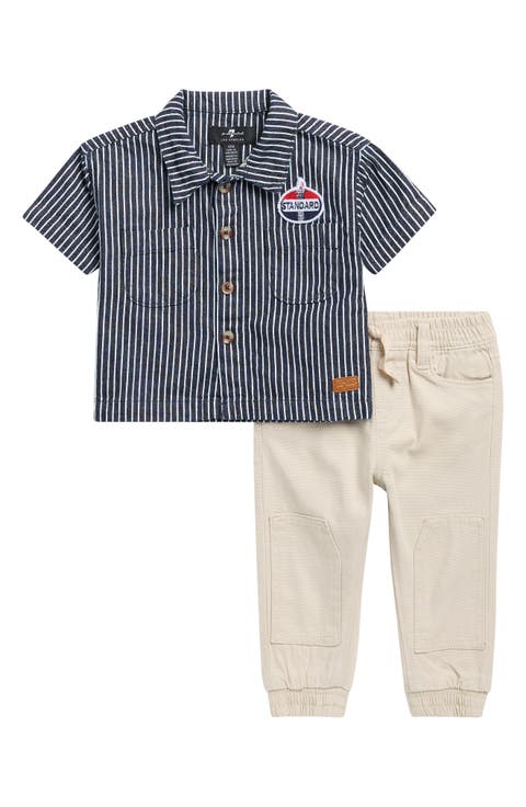 Short Sleeve Button-Up Shirt & Pants Set