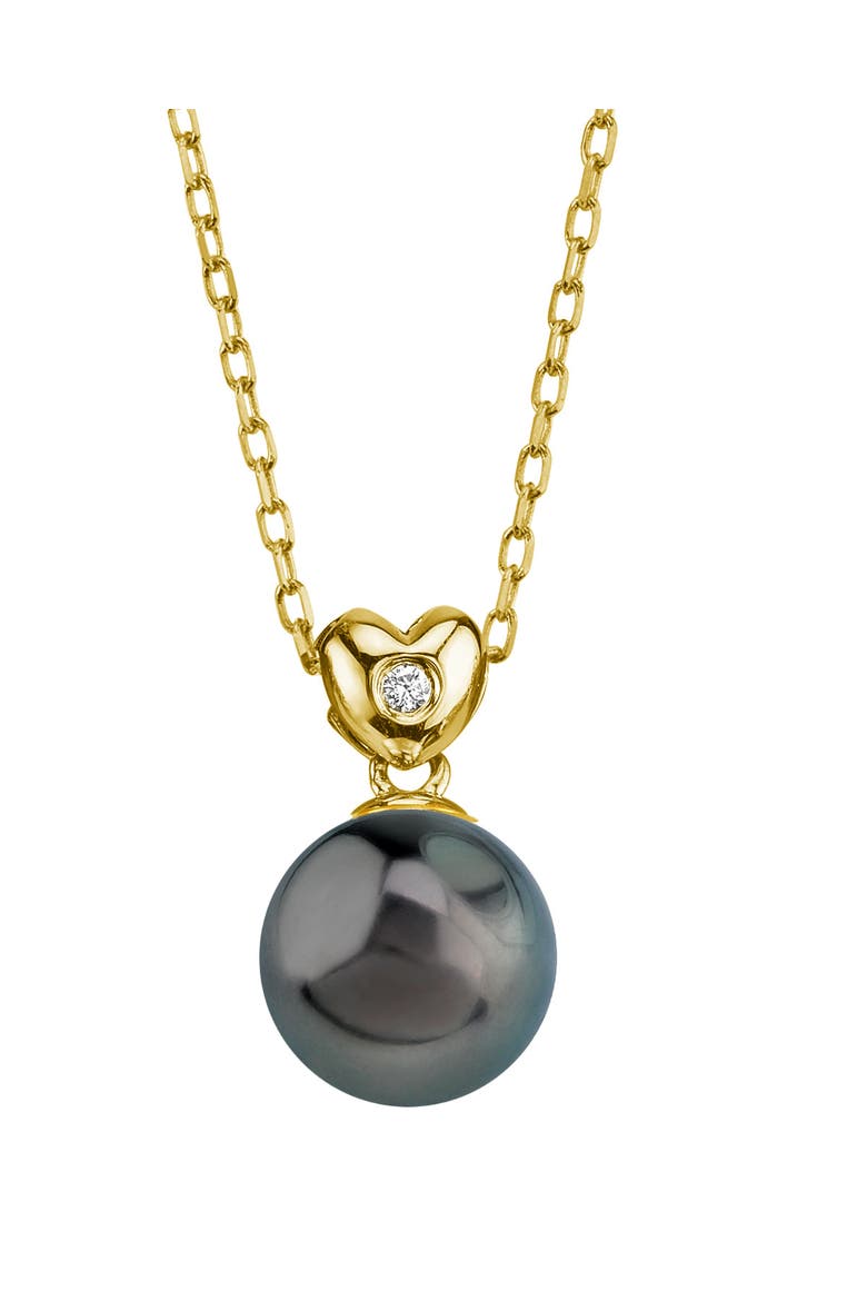 Tahitian South Sea Pearl & Diamond Lev Pendant, Main, color, Yellow Gold