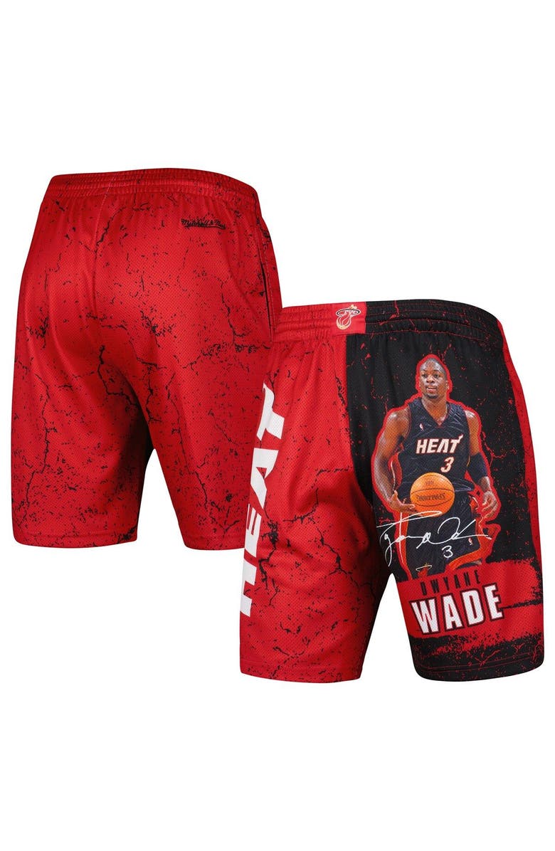 Mitchell & Ness Men's Mitchell & Ness Dwyane Wade Black Miami Heat Hardwood Classics Player Burst Shorts, Main, color, 