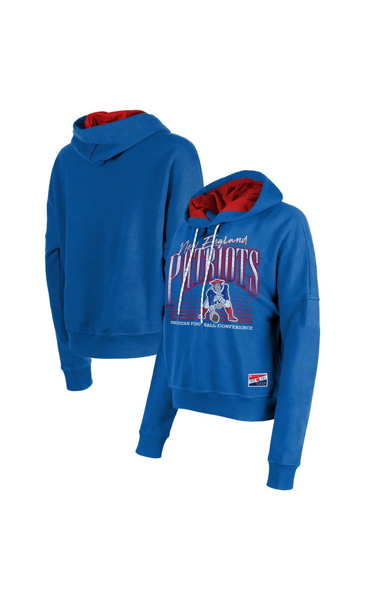 New Era Women's New Era Royal New England Patriots Throwback Boxy Pullover Hoodie, Main, color, Royal