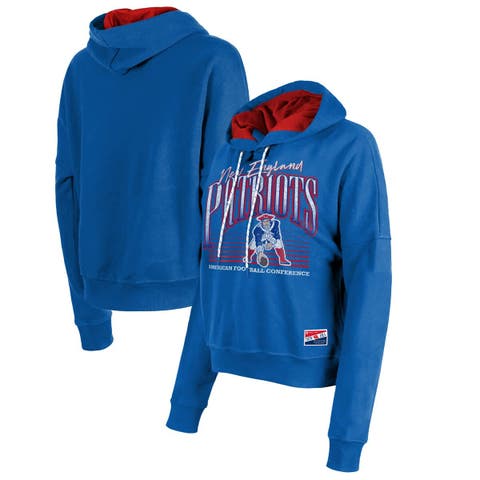 Women's New Era Royal New England Patriots Throwback Boxy Pullover Hoodie