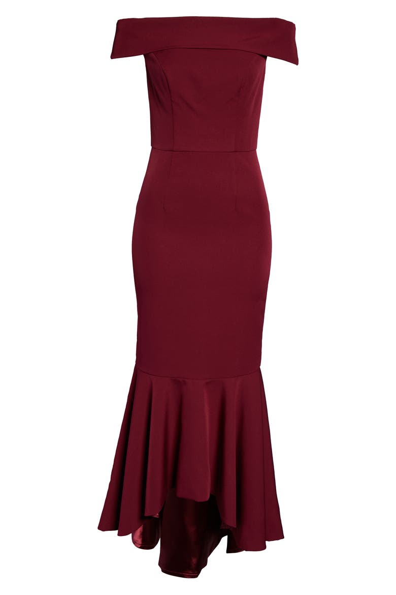 Roz Off the Shoulder Mermaid Gown, Alternate, color, BURGUNDY