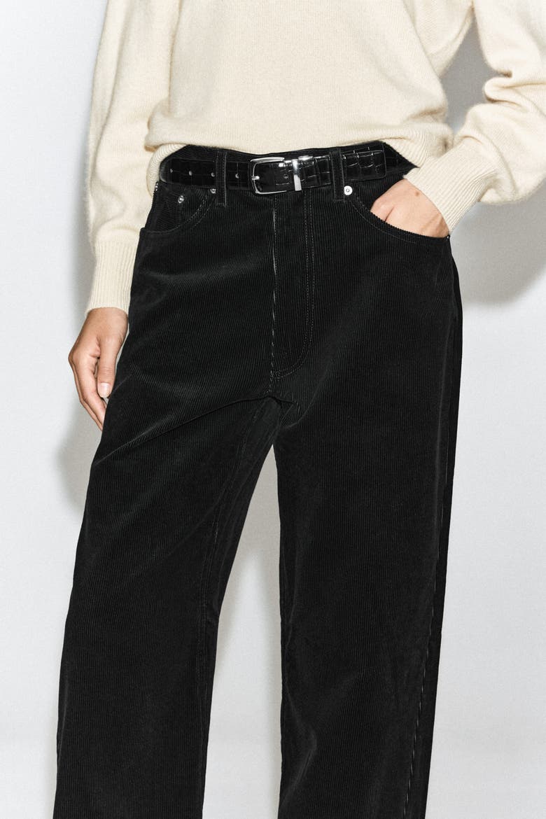 Facade Corduroy Straight-Leg Jeans, Alternate, color, BLACK