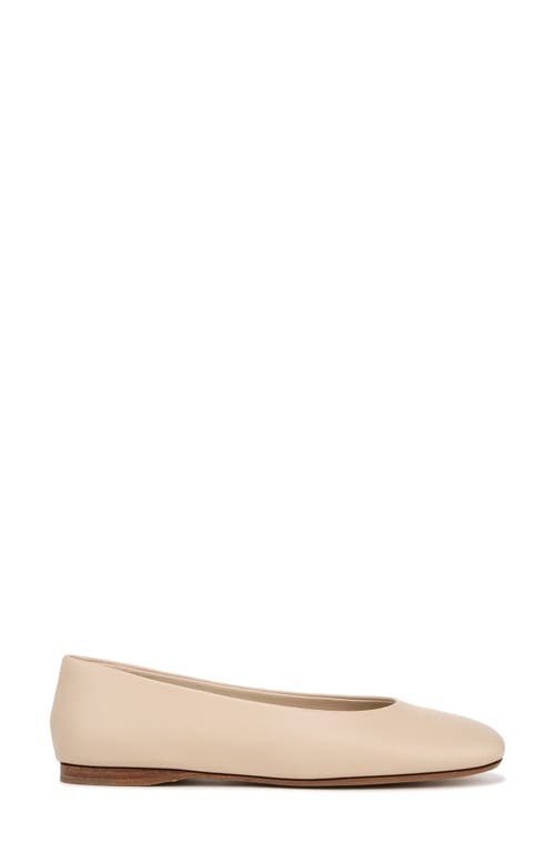 Vince Leah Leather Square-toe Ballerina Flats In Birch Sand