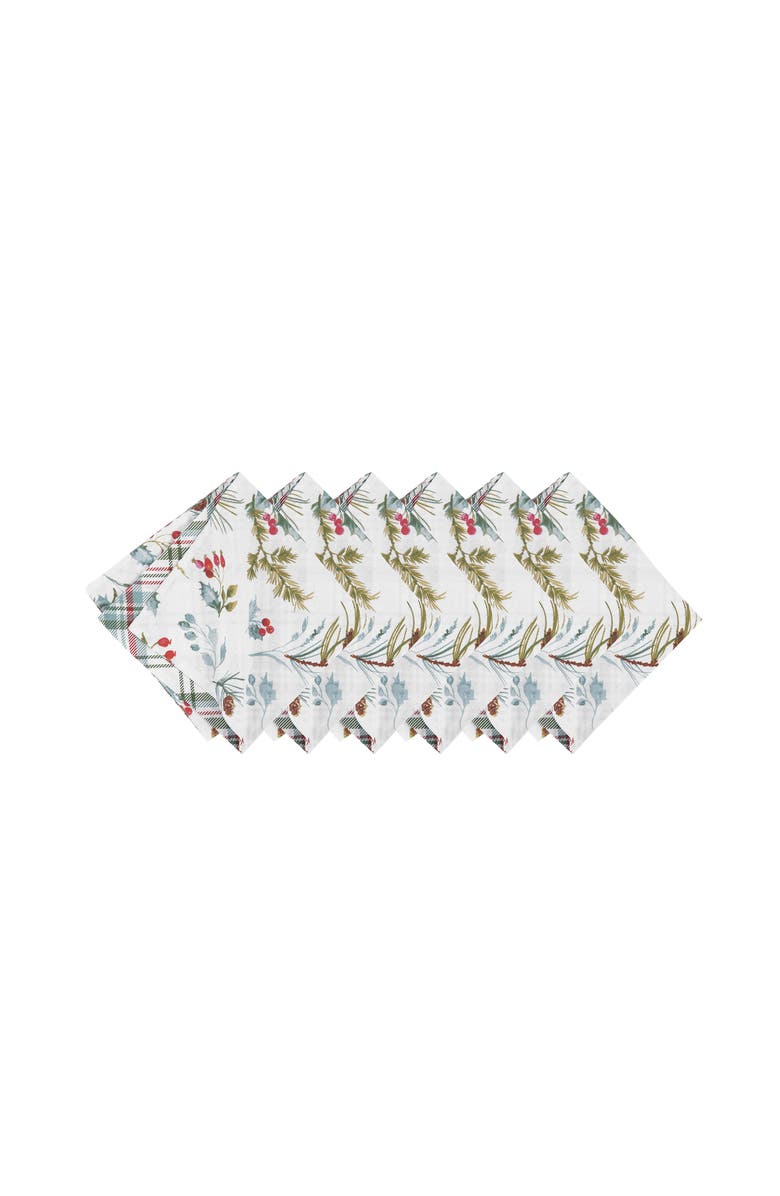 C&F Home Edith Reversible Holly Botanical Napkin Set of 6, Alternate, color, White