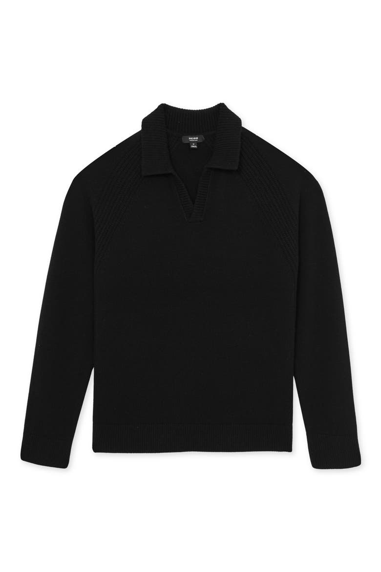 Banbury Wool & Cashmere Johnny Collar Sweater, Alternate, color, BLACK