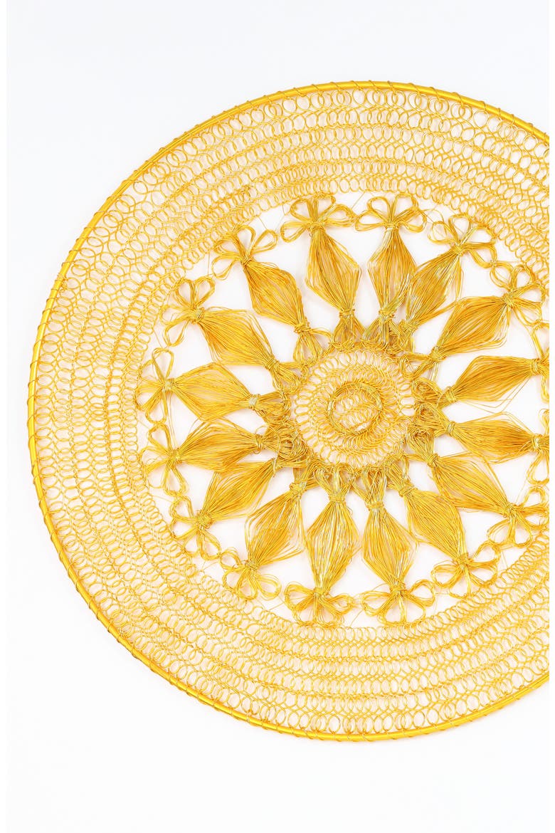 Sunburst Petal Weave Metal Placemat, Alternate, color, GOLD
