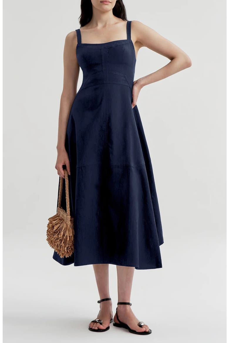 Harlow Linen Blend Dress, Alternate, color, NAVY