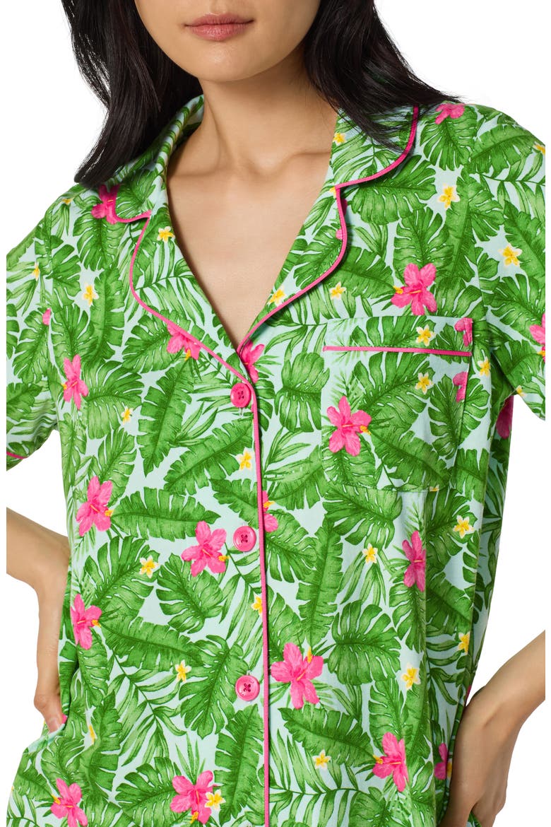 Print Stretch Organic Cotton Short Pajamas, Alternate, color, MONSTERA BLOOM