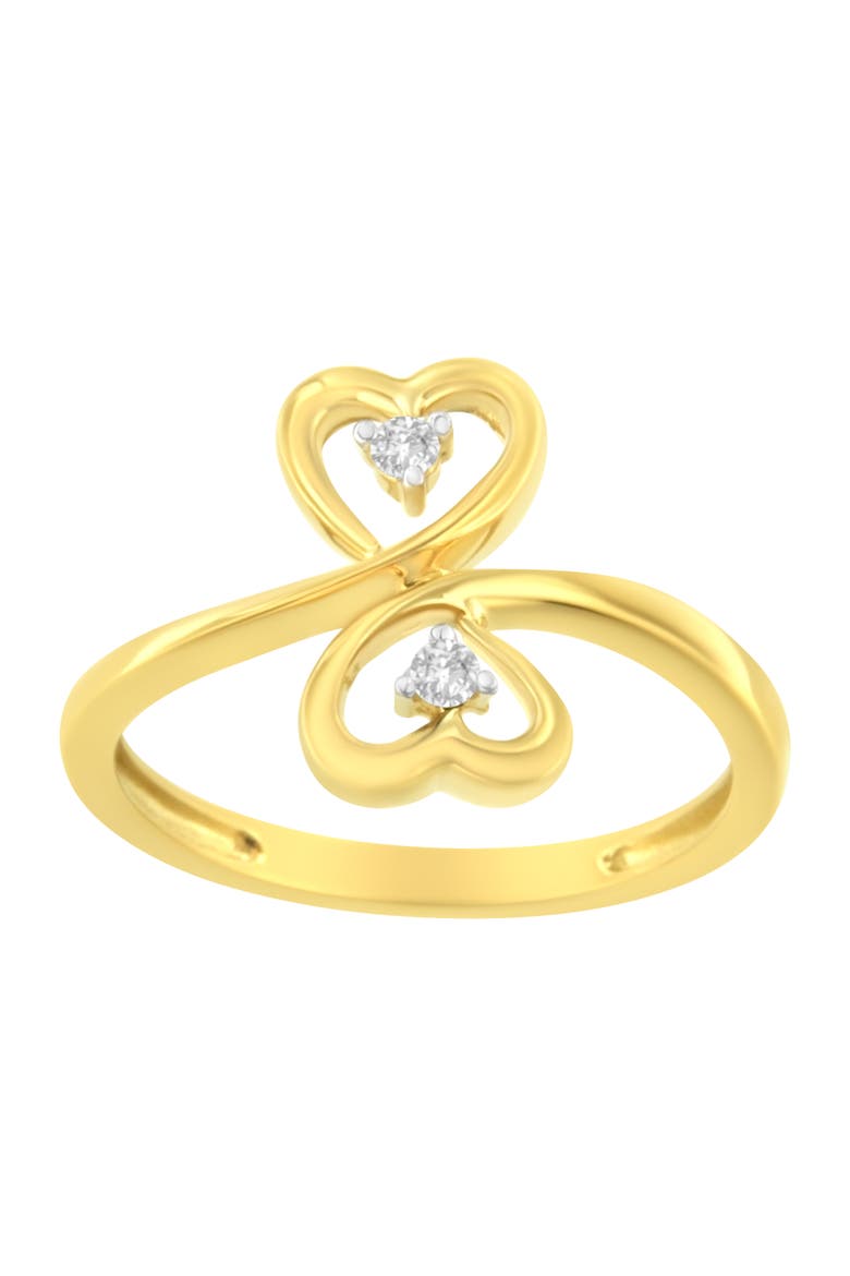 14KT Yellow Gold 1/20 ctw. Dual Heart Diamond Ring, Main, color, Yellow