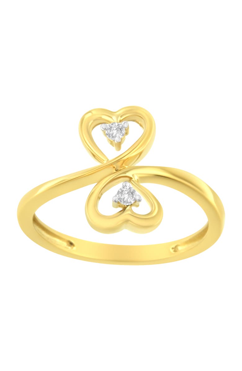 Haus of Brilliance 14KT Yellow Gold 1/20 ctw. Dual Heart Diamond Ring, Main, color, Yellow