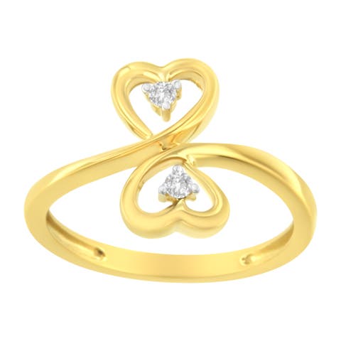 14KT Yellow Gold 1/20 ctw. Dual Heart Diamond Ring