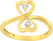 Haus of Brilliance 14KT Yellow Gold 1/20 ctw. Dual Heart Diamond Ring