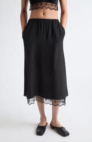 Simone Rocha Lace Trim Crêpe de Chine Negligee Skirt