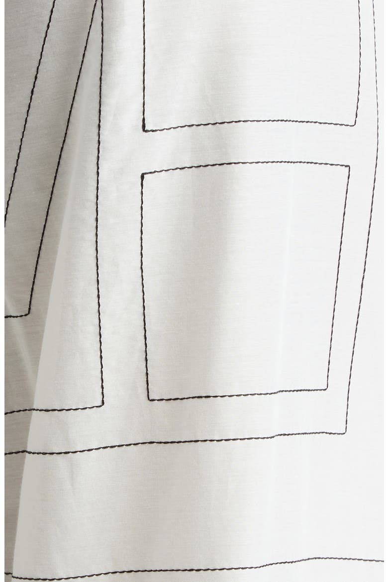 Monogram Embroidered Pull-On Pants, Alternate, color, WHITE/ BLACK