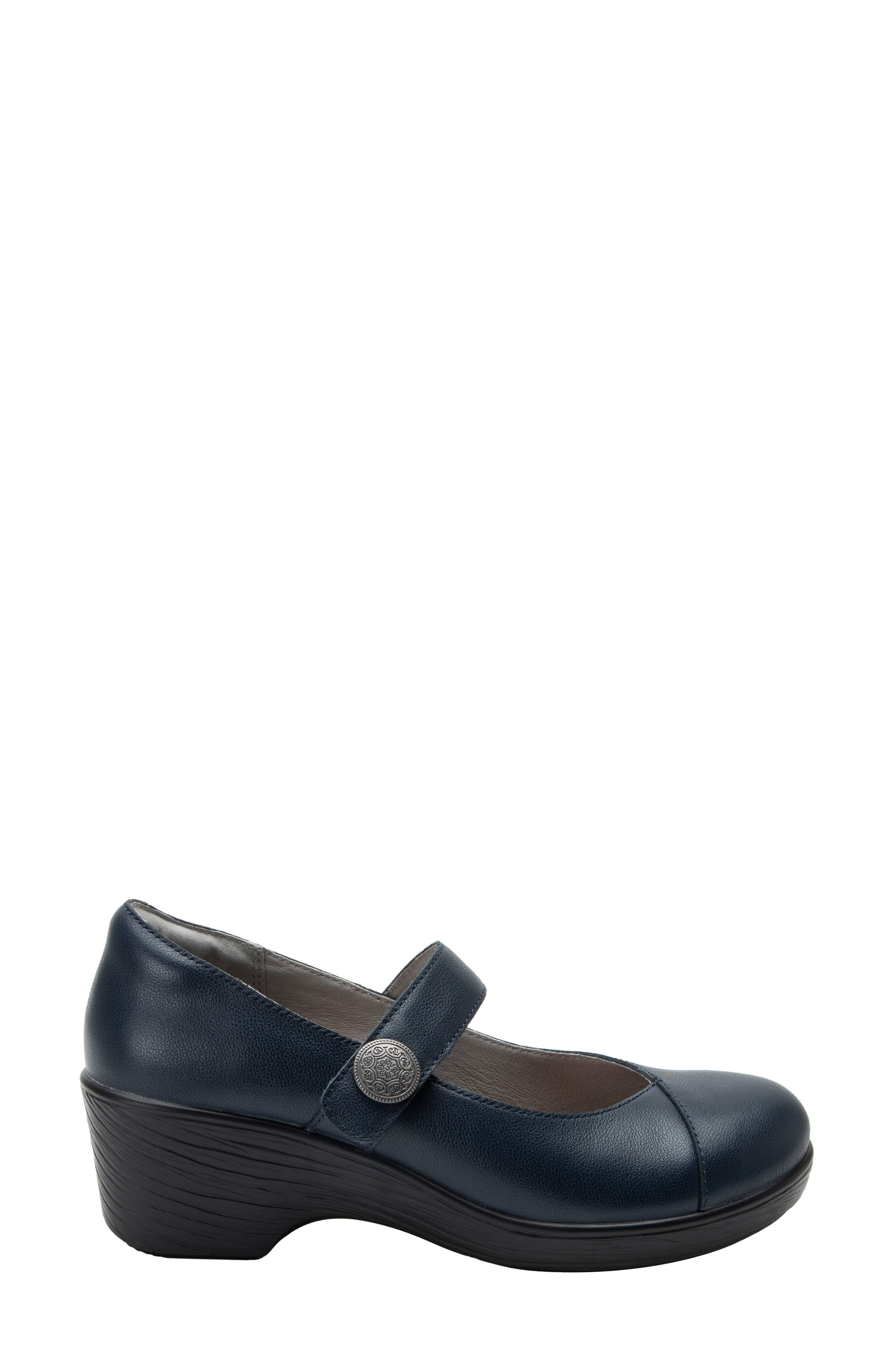 Sofi Mary Jane Wedge Heel Shoe, Alternate, color, NAVY GLOSS