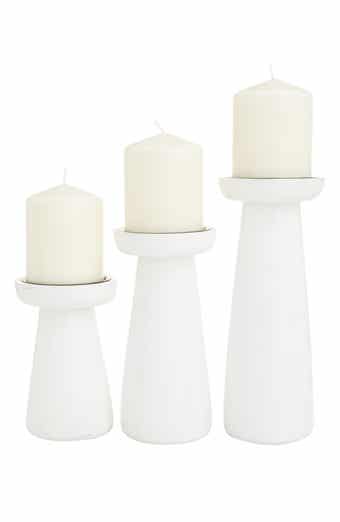UMA Set of 3 Wood Pillar Candle Holders