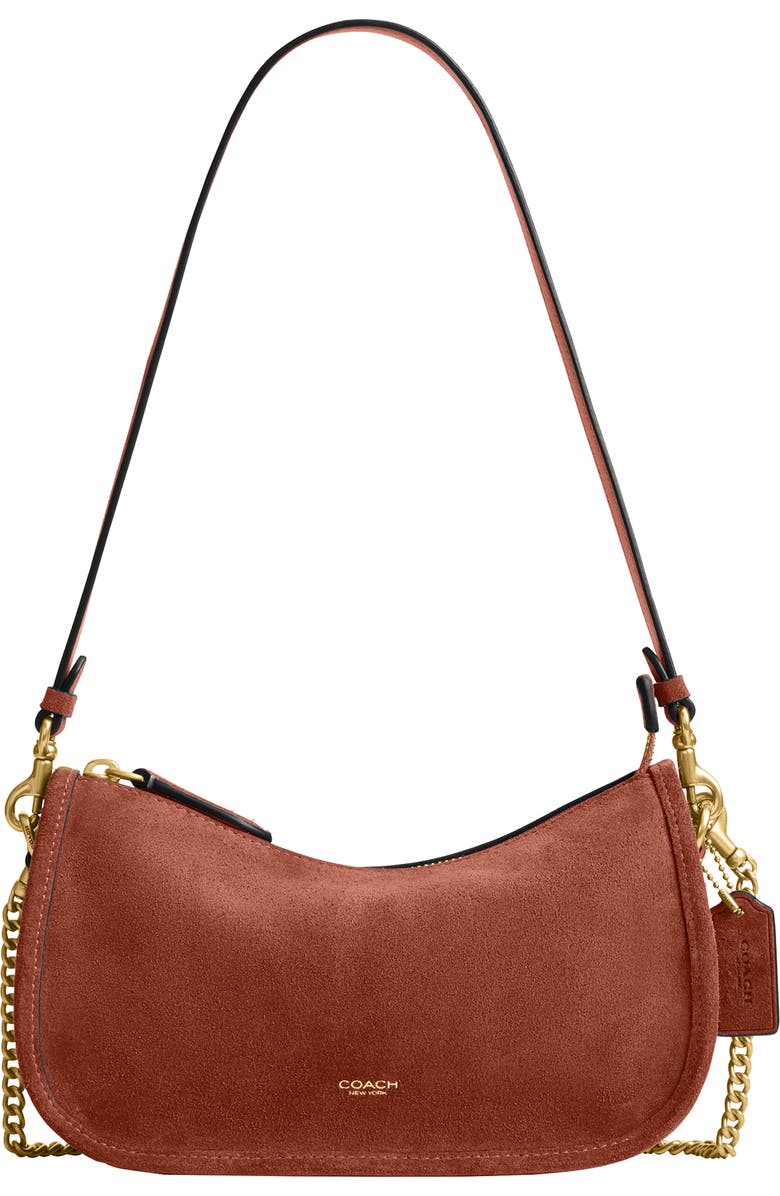 COACH Waverly Suede Shoulder Bag, Main, color, Clay