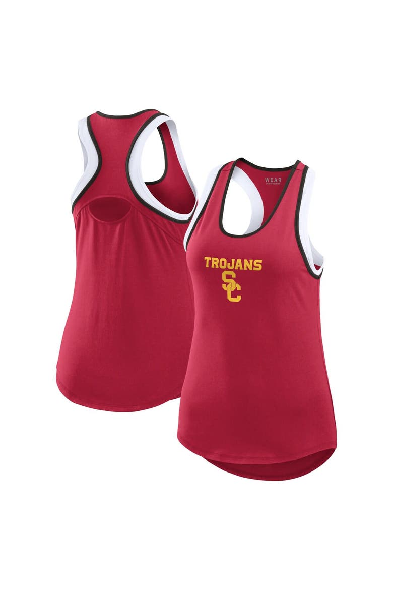 Women's WEAR by Erin Andrews Cardinal USC Trojans Open Hole Razorback Tank Top, Main, color, Crimson