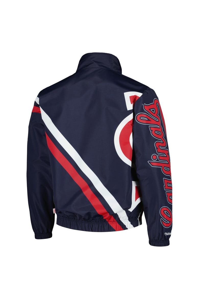 Men's Mitchell & Ness Navy St. Louis Cardinals Exploded Logo Warm Up Full-Zip Jacket, Alternate, color, Navy
