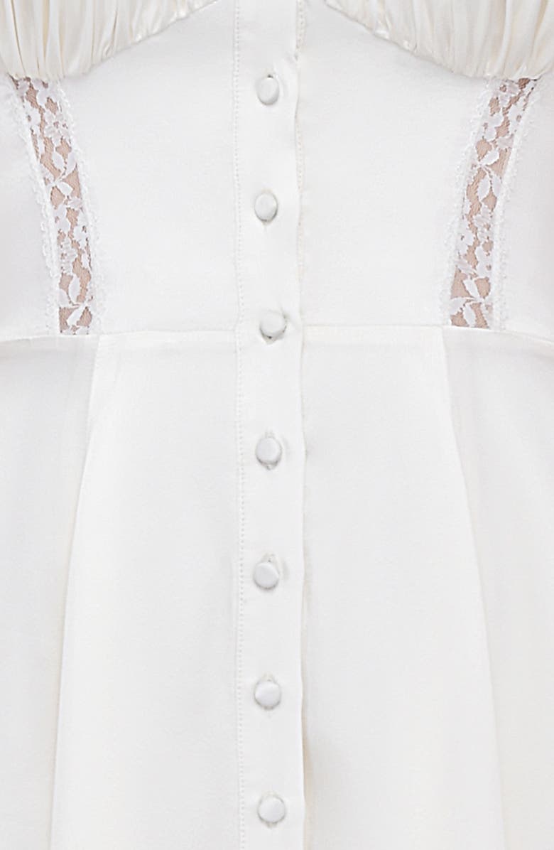 HOUSE OF CB Eviana Lace Trim Puff Sleeve Silk Blend Maxi Dress, Alternate, color, White