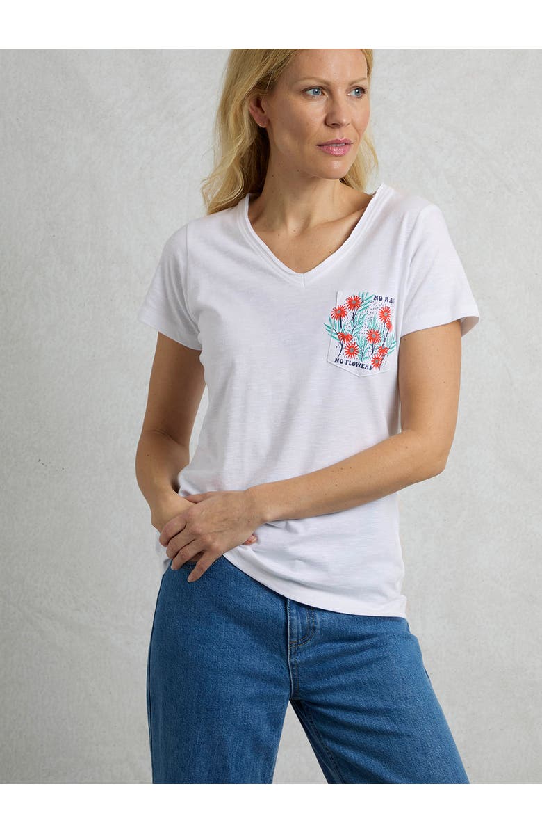 Weird Fish No Rain No Flowers Slub Pocket T-Shirt, Main, color, White