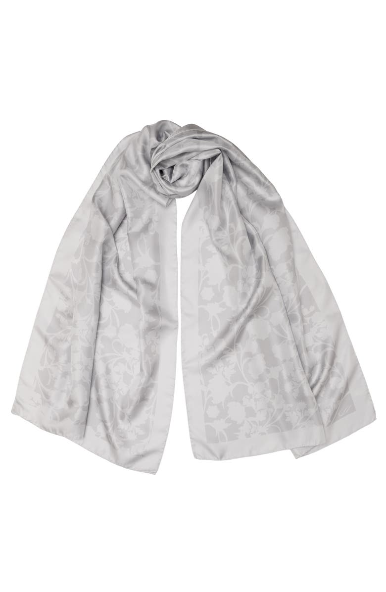 Elizabetta Regina - Silk Scarf Shawl for Women, Main, color, Silver Pearl