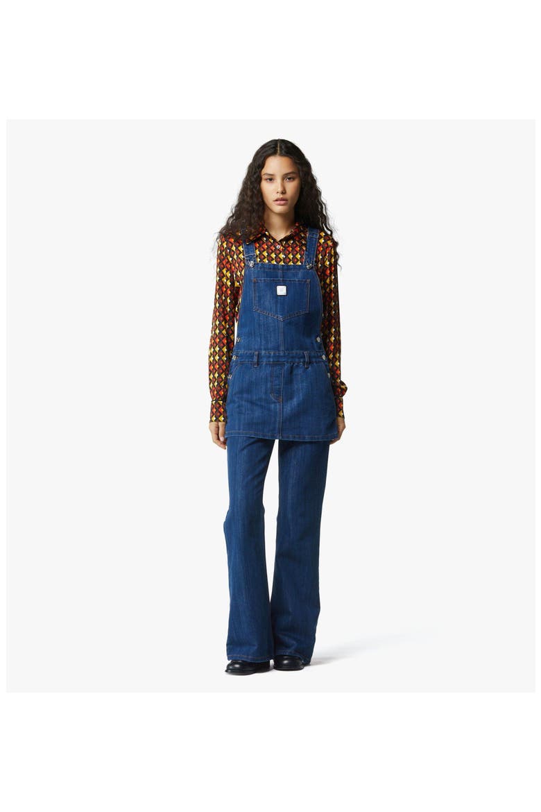 Overall Skirt in Lurex Denim, Alternate, color, Indigo