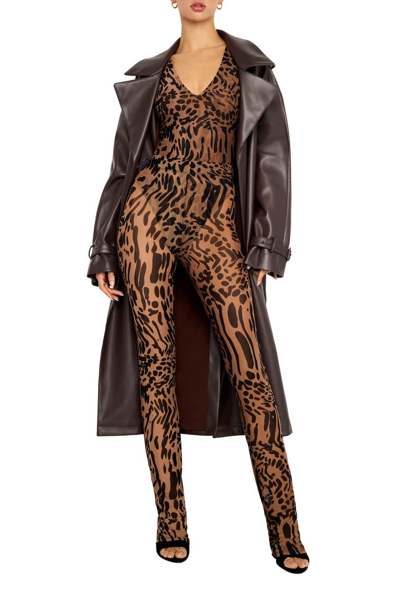 Animal Print Sheer Mesh Micro Bootcut Pants, Alternate, color, WARPED LEOPARD004