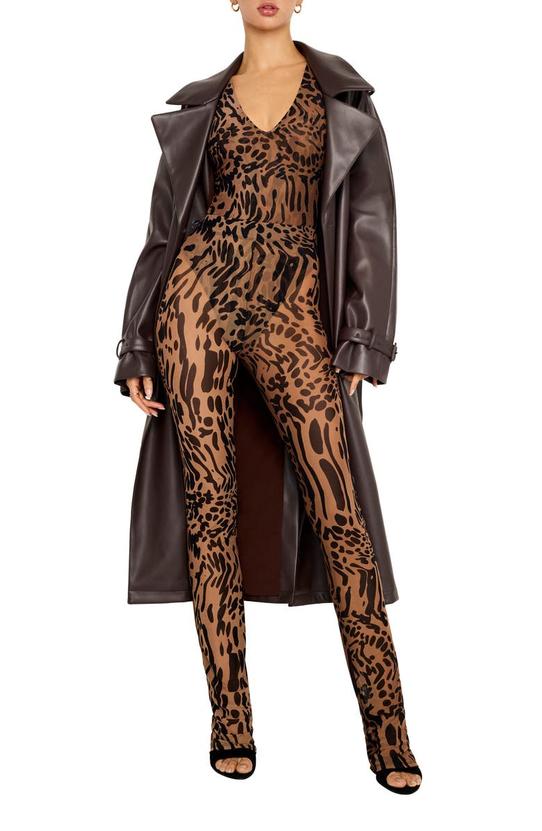 Good American Animal Print Sheer Mesh Micro Bootcut Pants, Alternate, color,