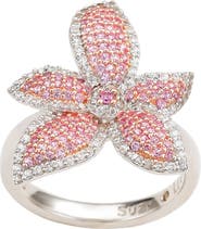 SUZY LEVIAN Pink Sapphire & White Sapphire Flower Ring