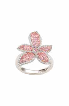 SUZY LEVIAN Pink Sapphire & White Sapphire Flower Ring